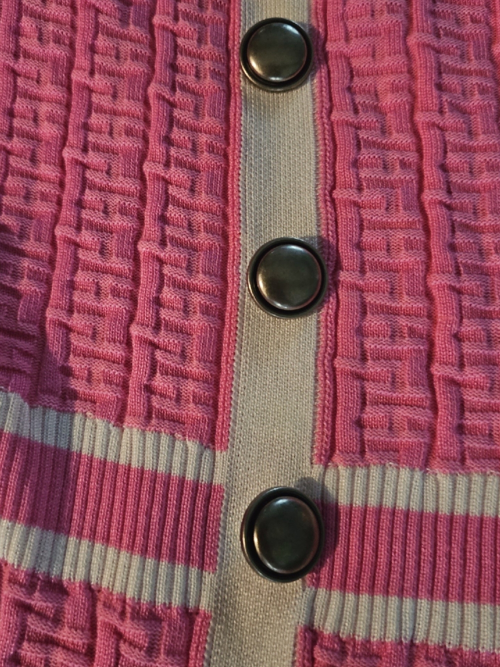 Fashion Nova Pink Knit Button-Front Midi Dress with White Trim - Picture 5 of 5